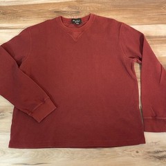 Eddie Bauer Mens Waffle Knit Thermal Shirt Long Sleeve Brick Red Cotton Large