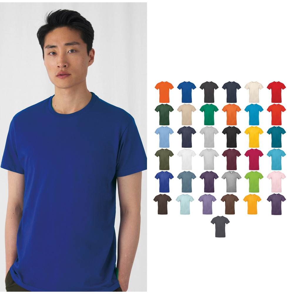 B&C Collection #E190 TU03T – Mens Plain Cotton T-Shirt Mid Weight Straight F (B)