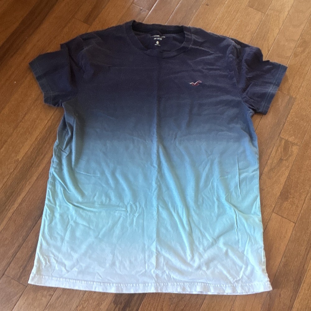 Hollister Must-Have Collection Men’s Blue Gradient Logo Cotton Crew Tee M