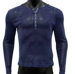 Mens Glitter Shirt Top See Through Lace T-Shirt Sheer Mesh Undershirts