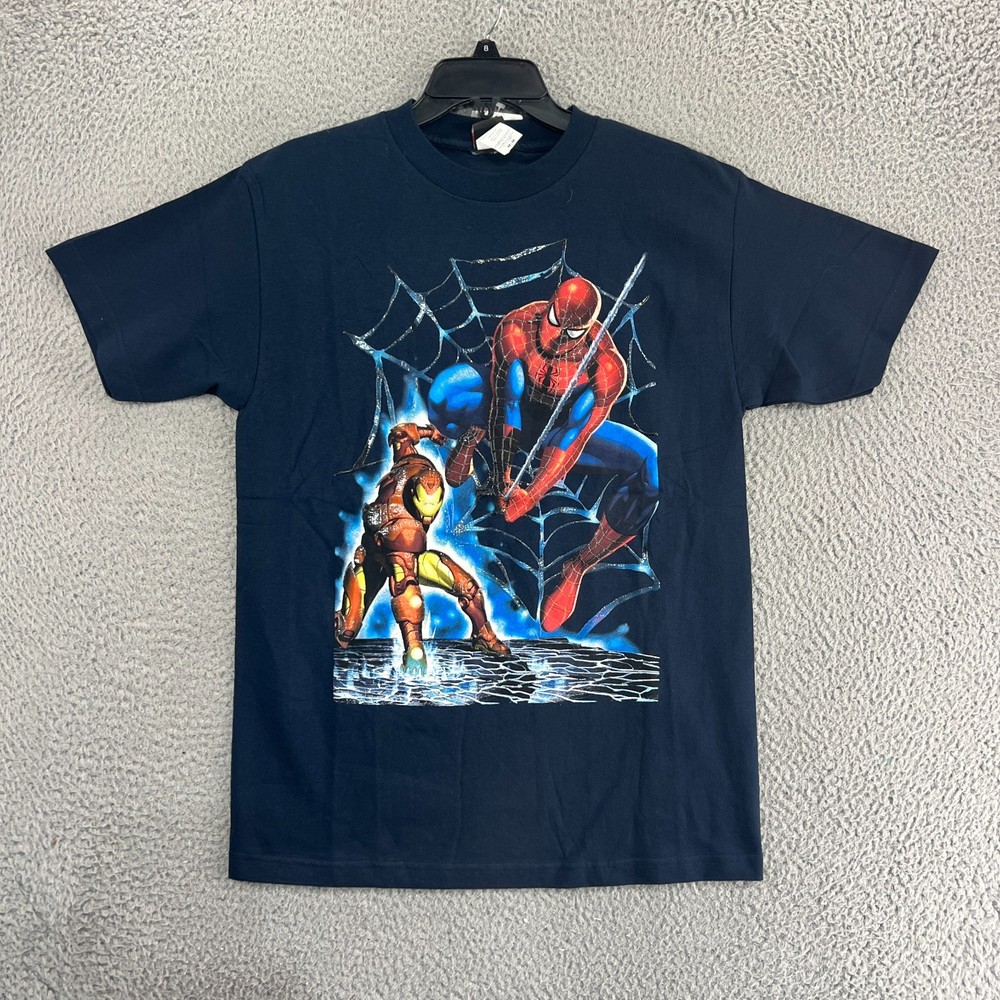 Vintage Marvel SpiderMan Shirt Mens Large Mad Engine Iron Man Y2K Superhero