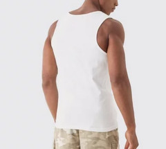 Boohoo Man Men’s Slim Rib Contrast Panel Vest Tank Top White Size M NWT