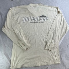 Vintage Quiksilver Long Sleeve Tee Shirt Men’s Large Beige Good Distress