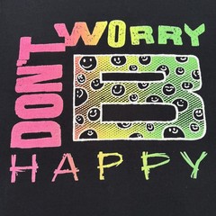 Vintage 90s Don’t Worry Be Happy Shirt Mens L Black Neon Smiley Face