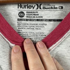 Hurley Buckle Henley Mens XXL 3/4 Sleeve Shirt Grey Red Raglan Premium Fit