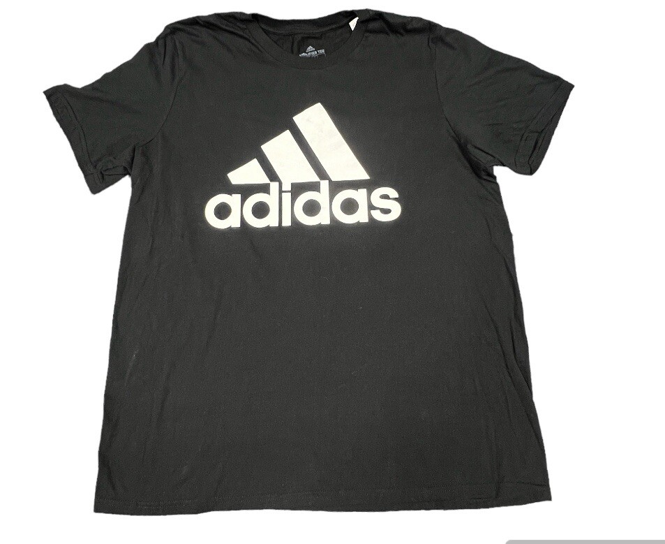 Adidas T Shirt Mens XL Black Amplifier Tee Spellout Logo Pullover Casual