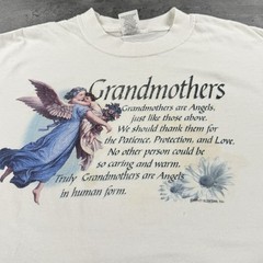 Vintage Grandma Angel Cherub Shirt L Fit Small White Distressed Thrashed Fairy