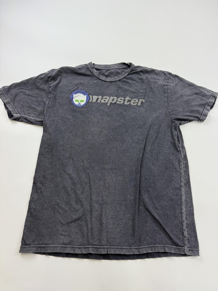 Napster Shirt Mens XL Gray Logo Graphic Tee Tagless Y2K Internet Music Retro