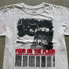 Vintage 90s Four On The Floor Shirt Size Medium Gray Manual Car My Space Graphic