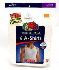 12 White Small S 34-36 Inch A-Shirt Tanks Fruit Of The Loom C/P 86-91 CM
