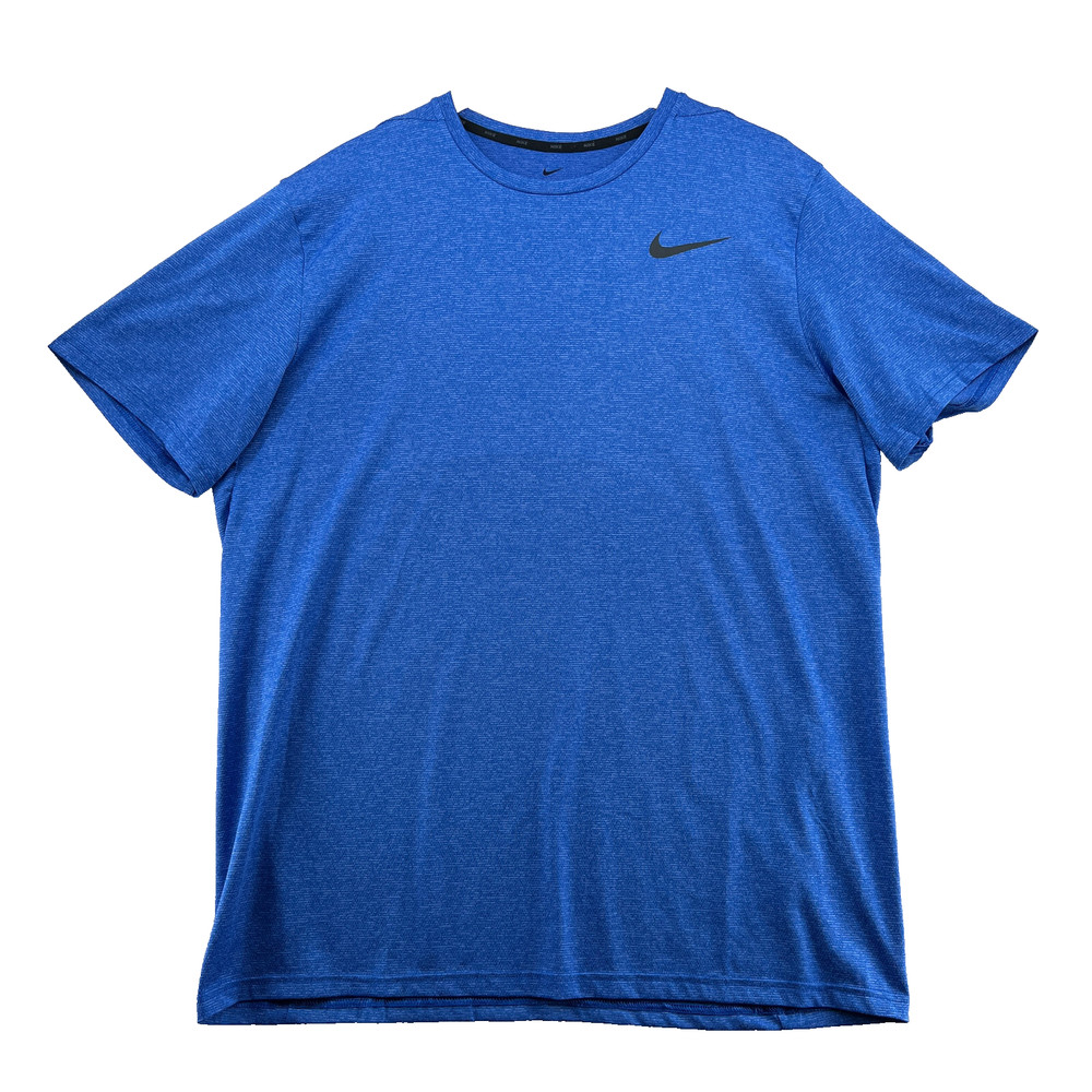Nike Dri-Fit Running Standard Fit Men Size XL Solid Blue Crew-Neck T-Shirt