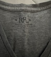 RRL Double RL Ralph Lauren V-Neck T Shirt Size L Color Grey