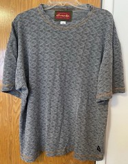 Vintage 90s Bronze Age Striped T Shirt Size M Skate Surf Tee USA Y2K Fish Logo