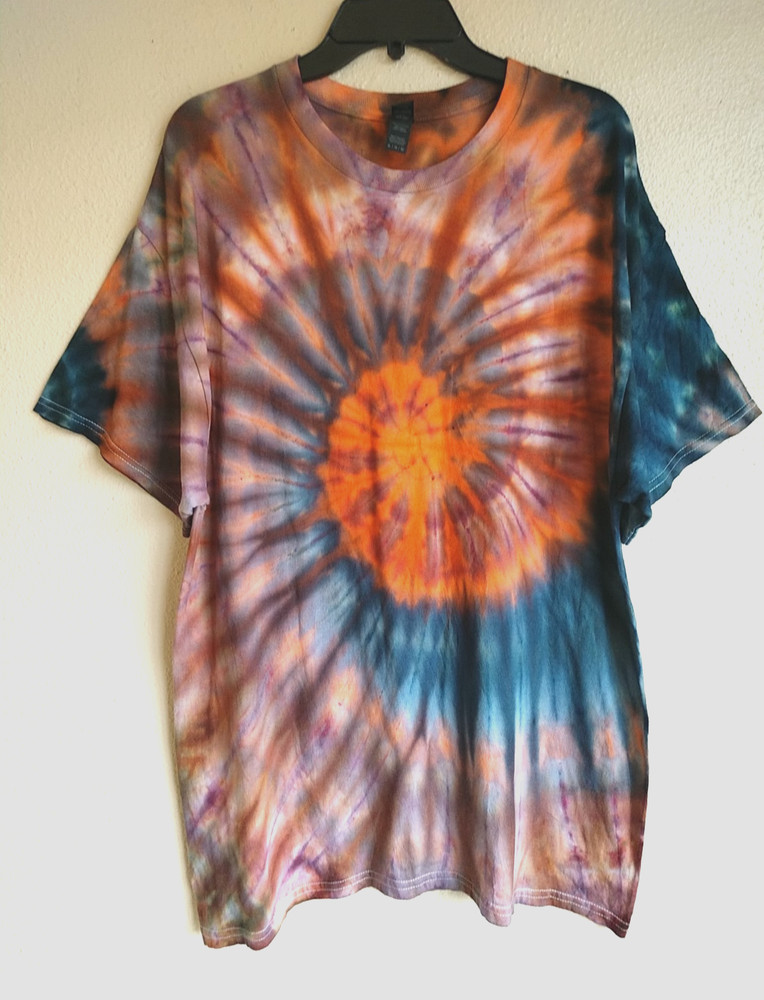 Handmade Spiral Tie Dye Shirt Unisex Men Women Sz XL Hippie Cotton Gildan (T086)