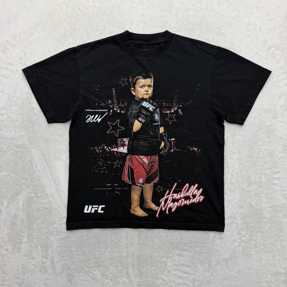 UFC Hasbulla Magomedov Shirt Mens Small Black MMA Graphic Tee Vs Everybody