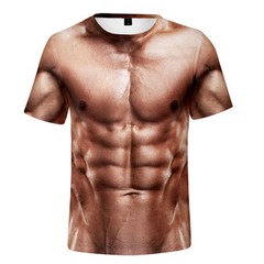 Men’s 6-pack Abdominal Muscle T-shirt 3D Printed Short Sleeved Fitness