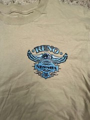 Reno Nevada Men T-Shirt Medium Beige Graphic 2013 Motorcycle Bike Rally 19th