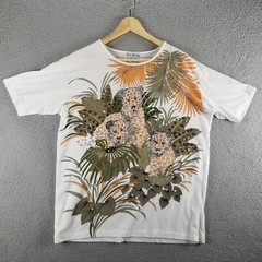 Vintage Leopard T-Shirt Adult XL Actual White Beaded Jeweled Big Cat Tee Nature