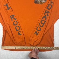 Harley Davidson I RODE THE DRAGON L Smoky Mtn Long Sleeve Y2K Orange Rare US129