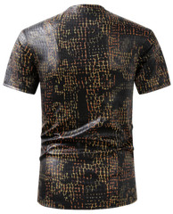 MENS PREMIERE Casual SLIM FIT SHORT SLEEVE SHIRT BLACK GOLD REPTILE NEW NWT 201B