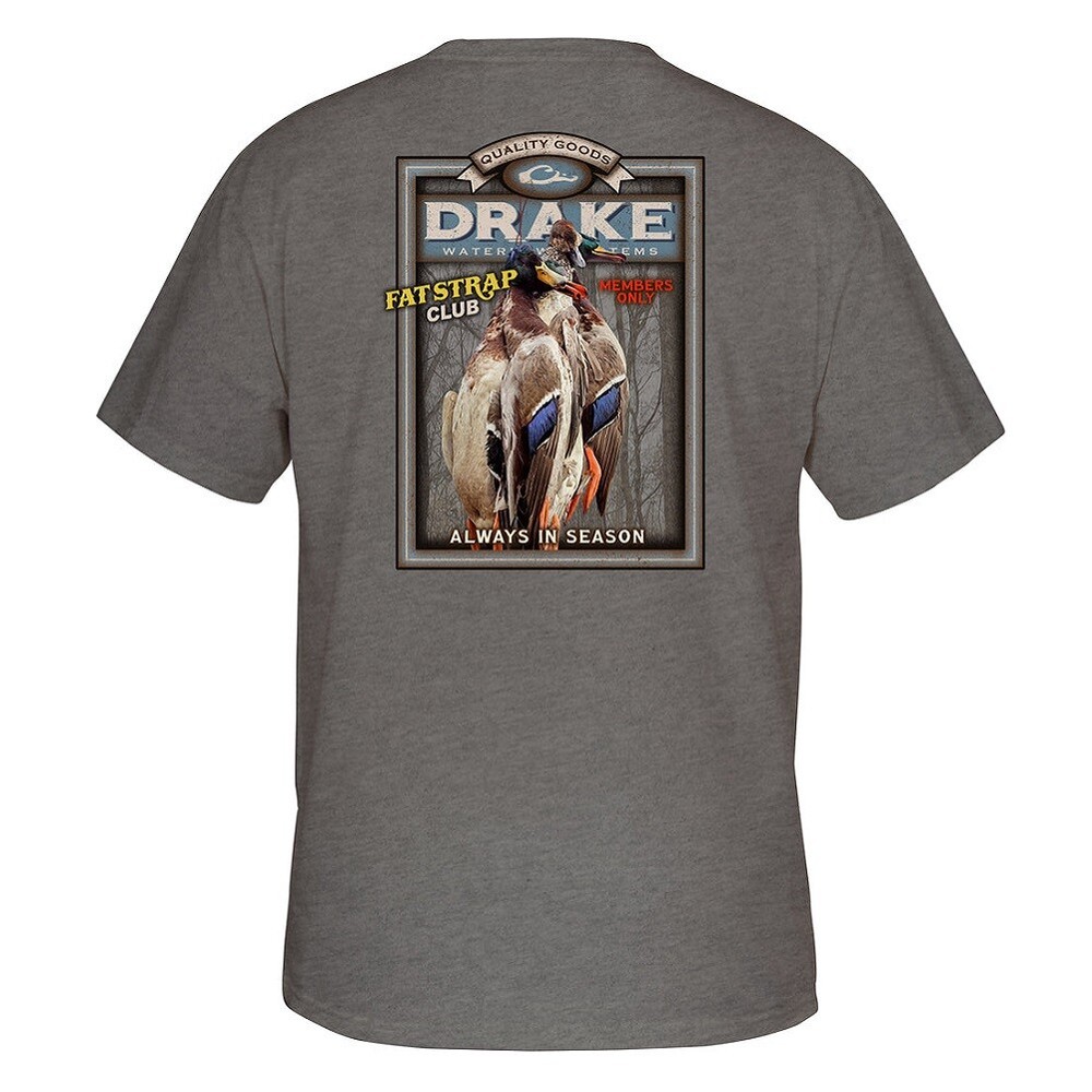 Drake Waterfowl Fat Strap Club Short Sleeve T-Shirt CHOOSE YOUR COLOR & SIZE