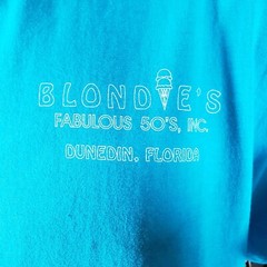 VINTAGE BLONDIE’S FABULOUS 50’s MENS T TEE SHIRT L 42-44 SINGLE STITCH BLUE