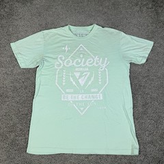 Society Buckle Shirt Mens L Green Be The Change Live Free Graphic Crew Neck