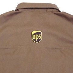 WEARGUARD UPS Logo Short Sleeve Work Shirt Brown L Uniform USA Vintage Used