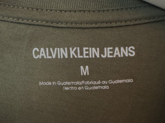 Calvin Klein Jeans T-Shirt Olive Green Blue Box Logo Medium Brand New Tags Mens
