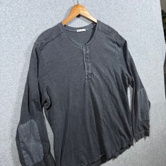 Marine Layer Mens XL Gray Cotton Henley Long Sleeve Shirt Elbow Patches
