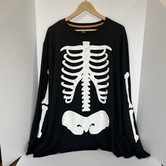 Way To Celebrate Halloween Skeleton Shirt Adult 2X Black Long Sleeve Mfd in 2024