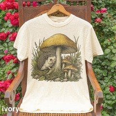 Vintage Woodland Hedgehog Mushroom Comfort Tee