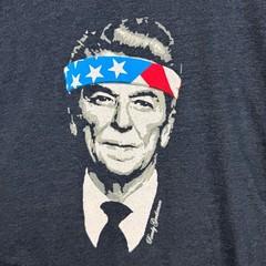 Ronald Reagan Flag Rowdy Gentleman Graphic Tee Mens Large Heather Navy