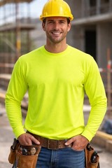 Bridge Head Hi Vis Long Sleeve T-Shirts XL 2 Pack Neon Yellow 100% Polyester NEW