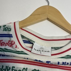 Teddy Fresh Spell Out T-shirt Striped Size Large Cotton Polyester Colorful Logo