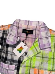 Teddy Fresh Short Sleeve button Shirt Mens Medium multicolor neon panel NEW