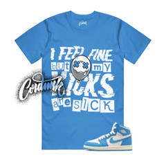 1 UNC Reimagined White Dark Powder Blue Sail T Shirt Match SICK