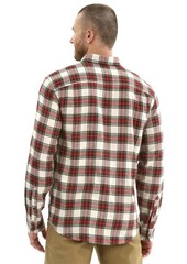 Classic-Fit Flannel Shirt 100% Cotton New Fashion Red Beige Plaid Long Sleeves