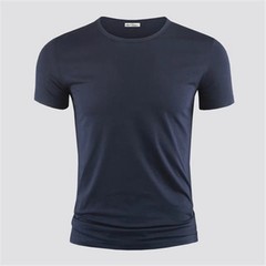 Men T Shirt Black Cotton Short Sleeve V Collar Slim Fit Comfortable Streetwear