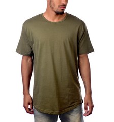 LUCKY BASTARDS CONTEMPORARY CLOTHING LONG T SHIRT EXTENDED OLIVE ROUND SCOOP