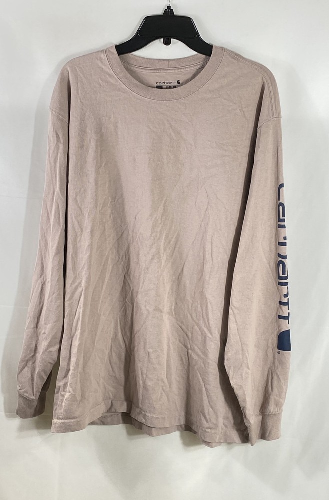 Carhartt Men’s Loose Fit Long Sleeve T-Shirt Tan Sleeve Logo TK0231-M Sz L