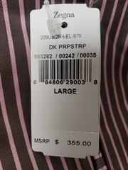 Ermenegildo Zegna Men’s Dress Shirt L Pink & Brown NWT Single Chest Pocket