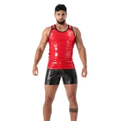 TOF PARIS Tank Top 100% Latex Second-Skin Sleeveless Red Datex T4