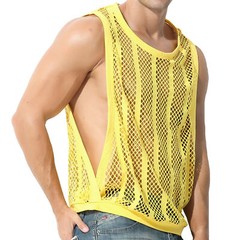 Sexy Men’s T-Shirt Mesh Fishnet Sleeveless Undershirt Muscle Hollow Out Tank Top