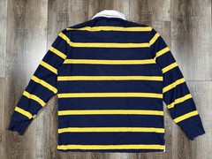 Polo Ralph Lauren Rugby Shirt Mens Large Navy Yellow Striped Pony Classic Fit