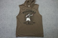 Ali Shirt Mens 2XL Brown Muhammad Ali The Greatest Hooded Sleeveless Tee Boxing