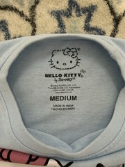 Sanrio Hello Kitty Blue Graphic Print Logo Crew Neck Tagless T-Shirt M