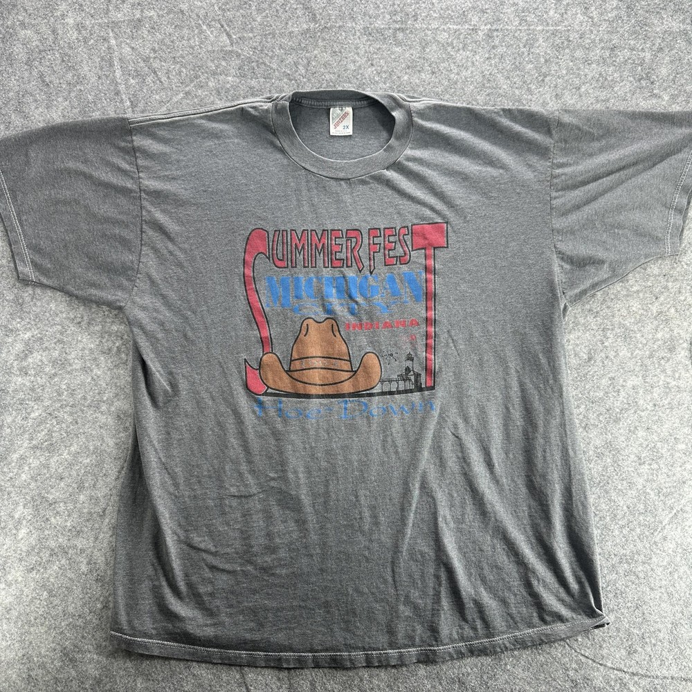 Vintage Summer Fest Michigan City Shirt Mens 2XL Jerzees Hoe Down Indiana 90s