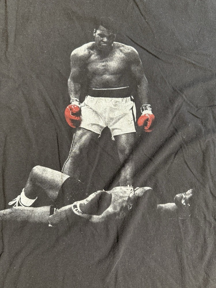 Muhammad Ali Boxing T-Shirt Men L Black Graphic Knockout Photo Vintage Style