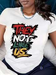 They Not Like us Letter Print Crew Neck T-Shirt